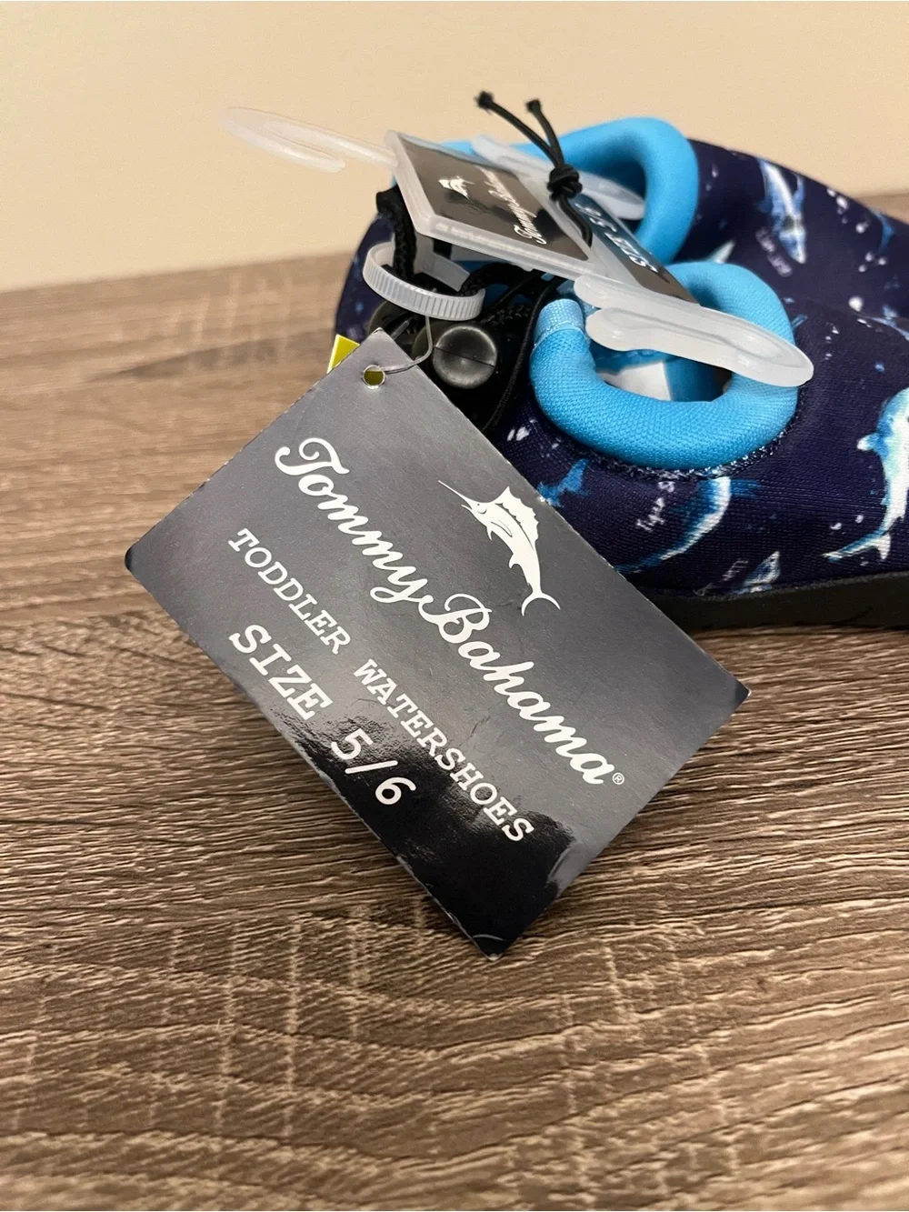 NWT Tommy Bahama Water Shoes Toddler Size 5/6 Blue Shark Print Summer Vacation
